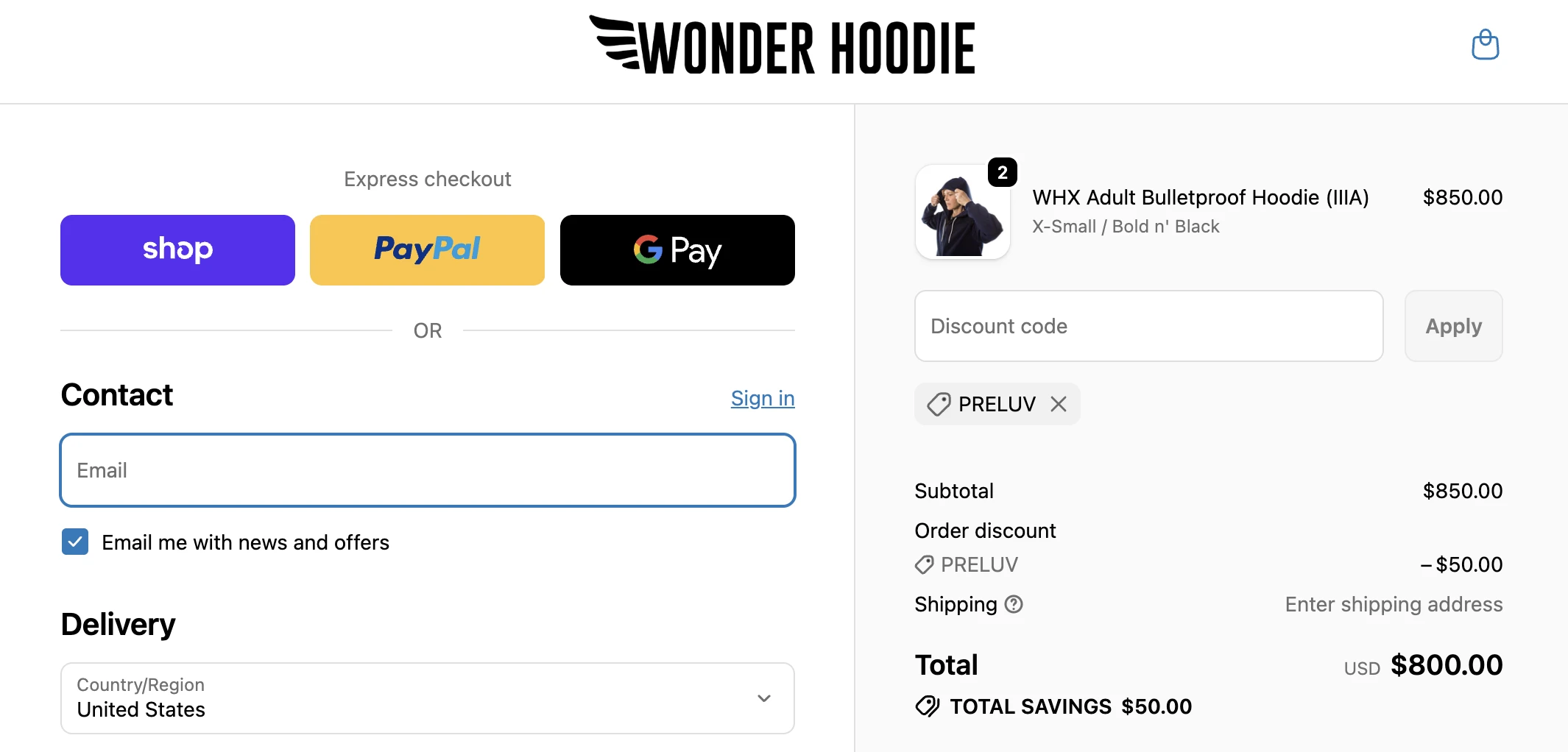 Use Discount Code PRELUV for $50 OFF Sitewide at wonderhoodie.com